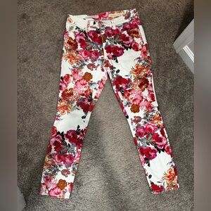 Pilcro Floral Skinny Jeans - Red and Pink